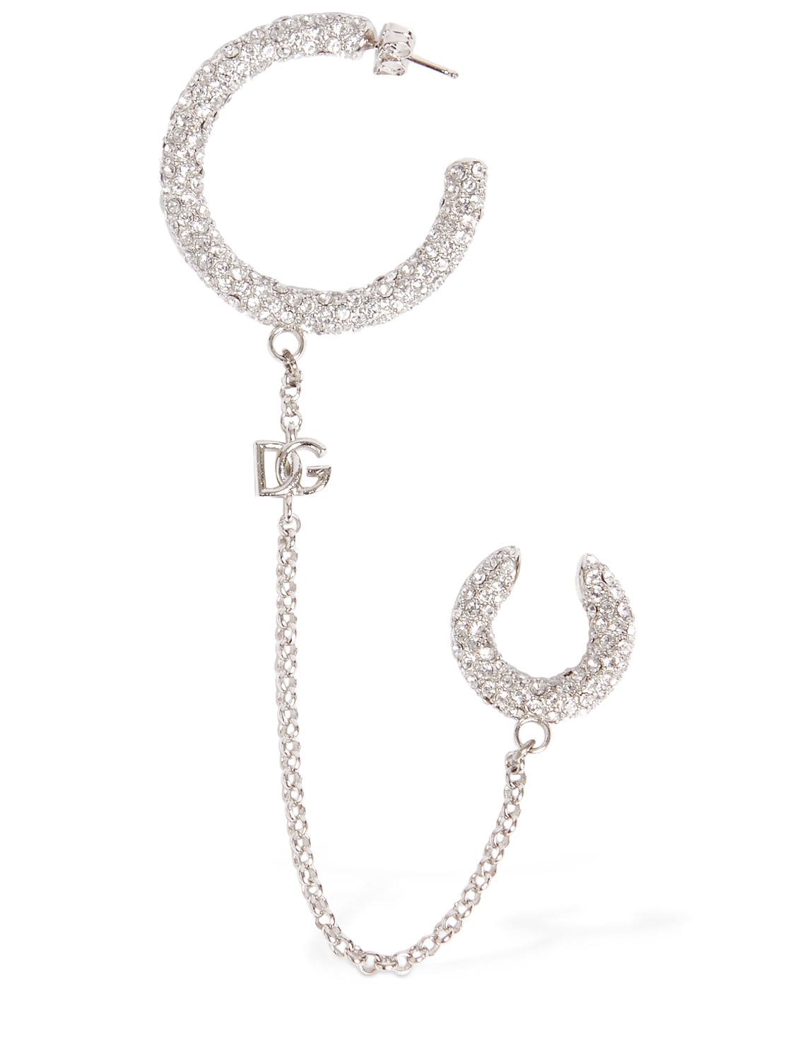 Dolce & Gabbana Crystal Embellished Mono Earring In Silver