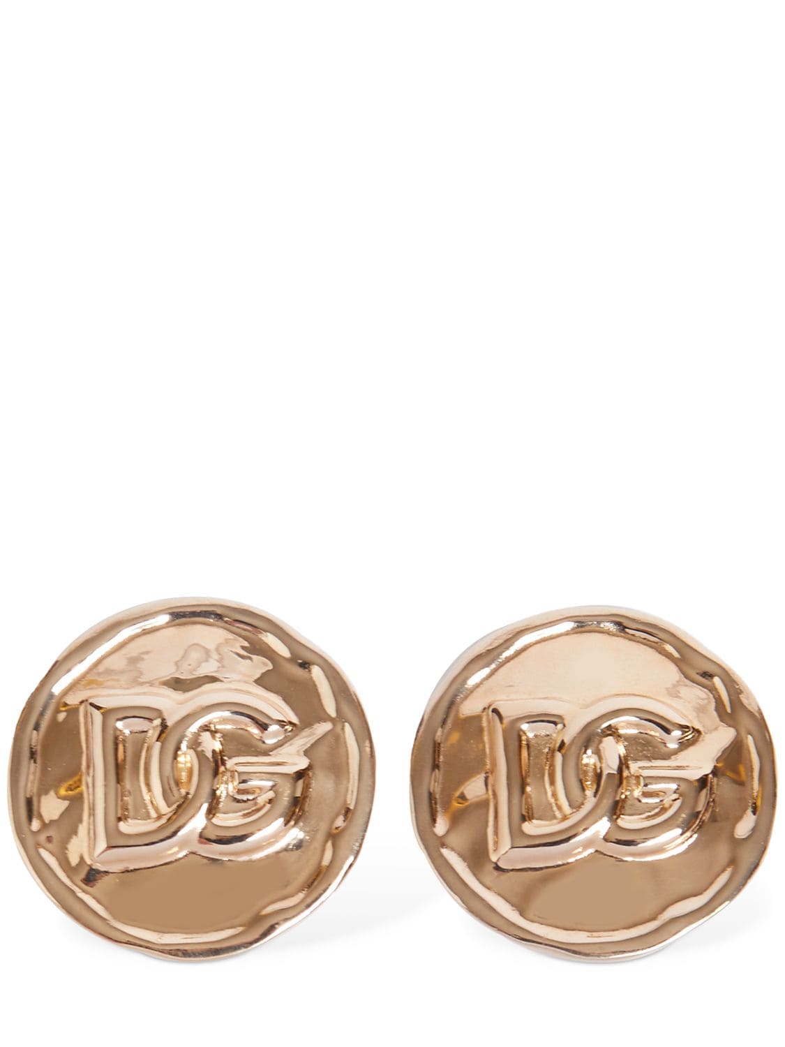 Dolce & Gabbana Coin Logo Dg Stud Clip-on Earrings In Gold