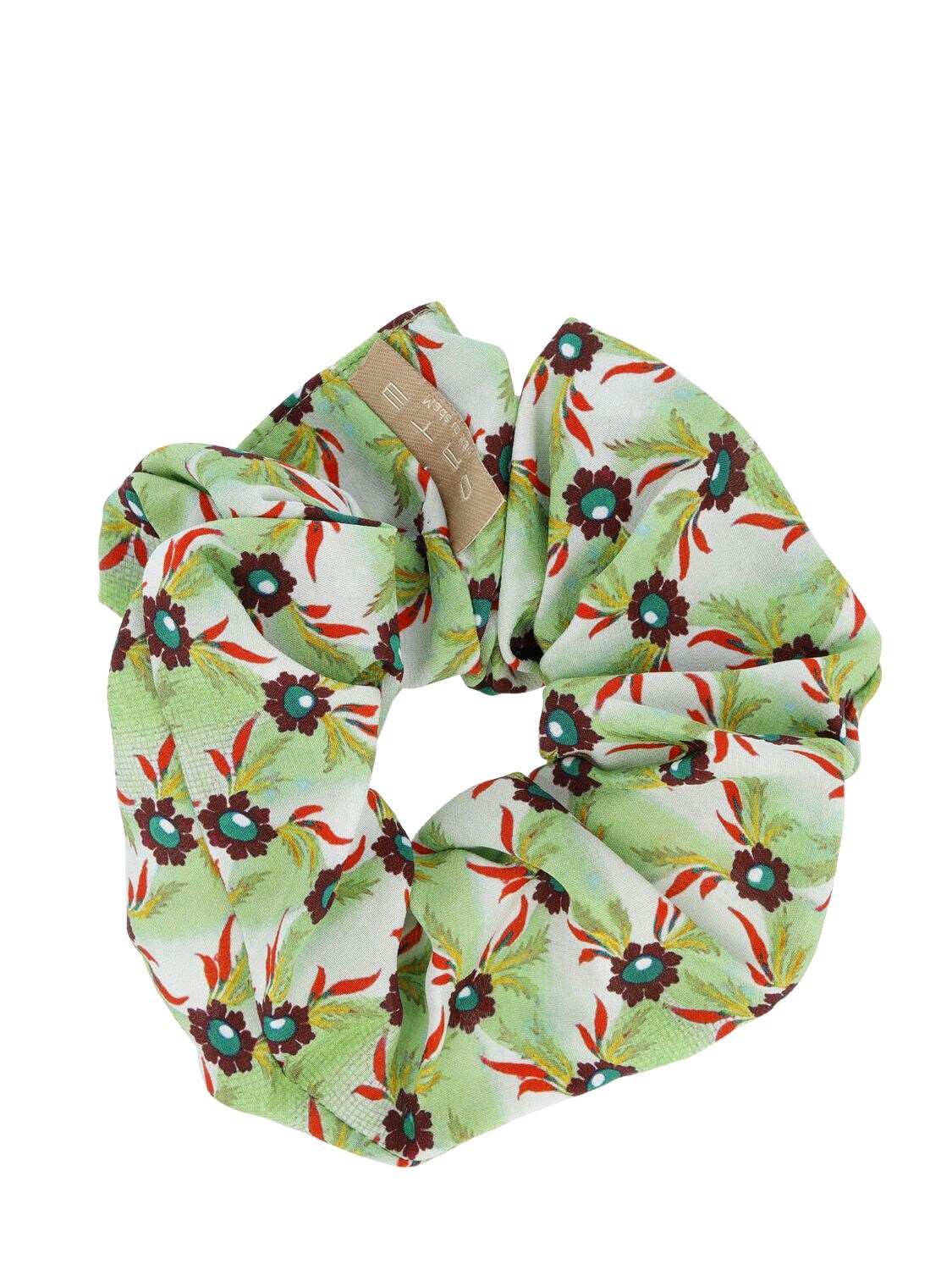 Shop Etro Printed Silk Scrunchie In Multi,green