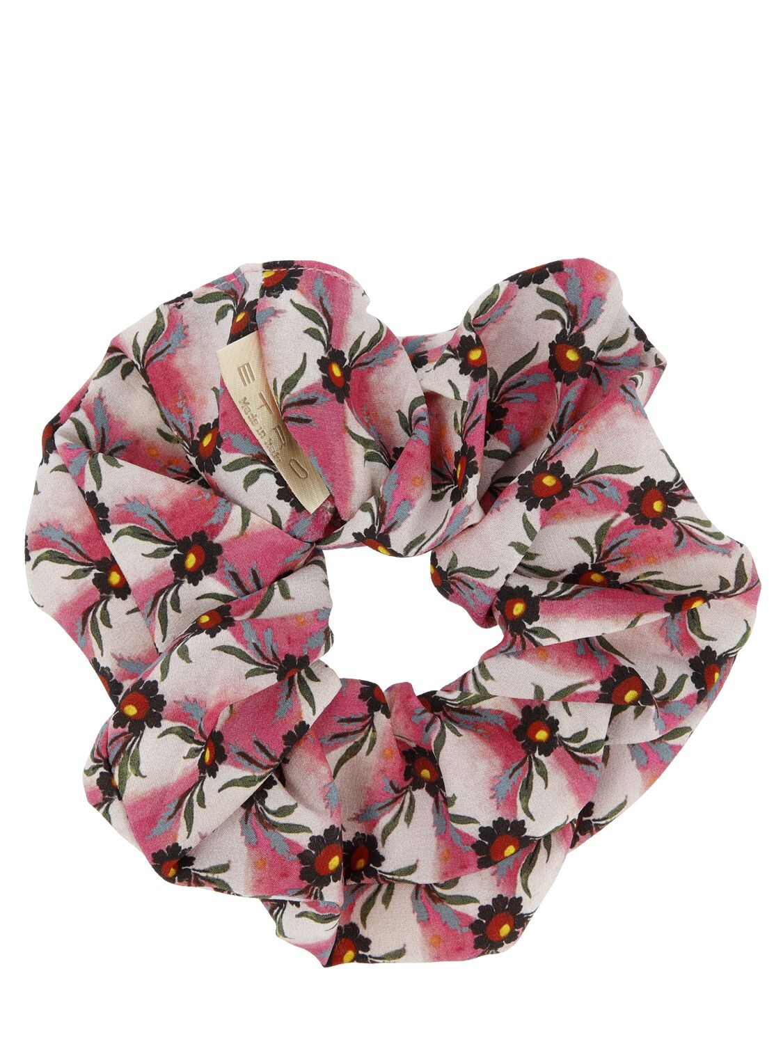Shop Etro Printed Silk Scrunchie In Multi,pink