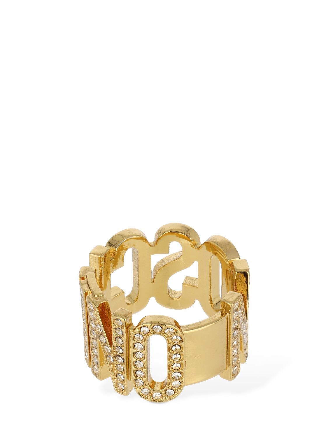 Shop Moschino Crystal Band Ring In Gold,crystal