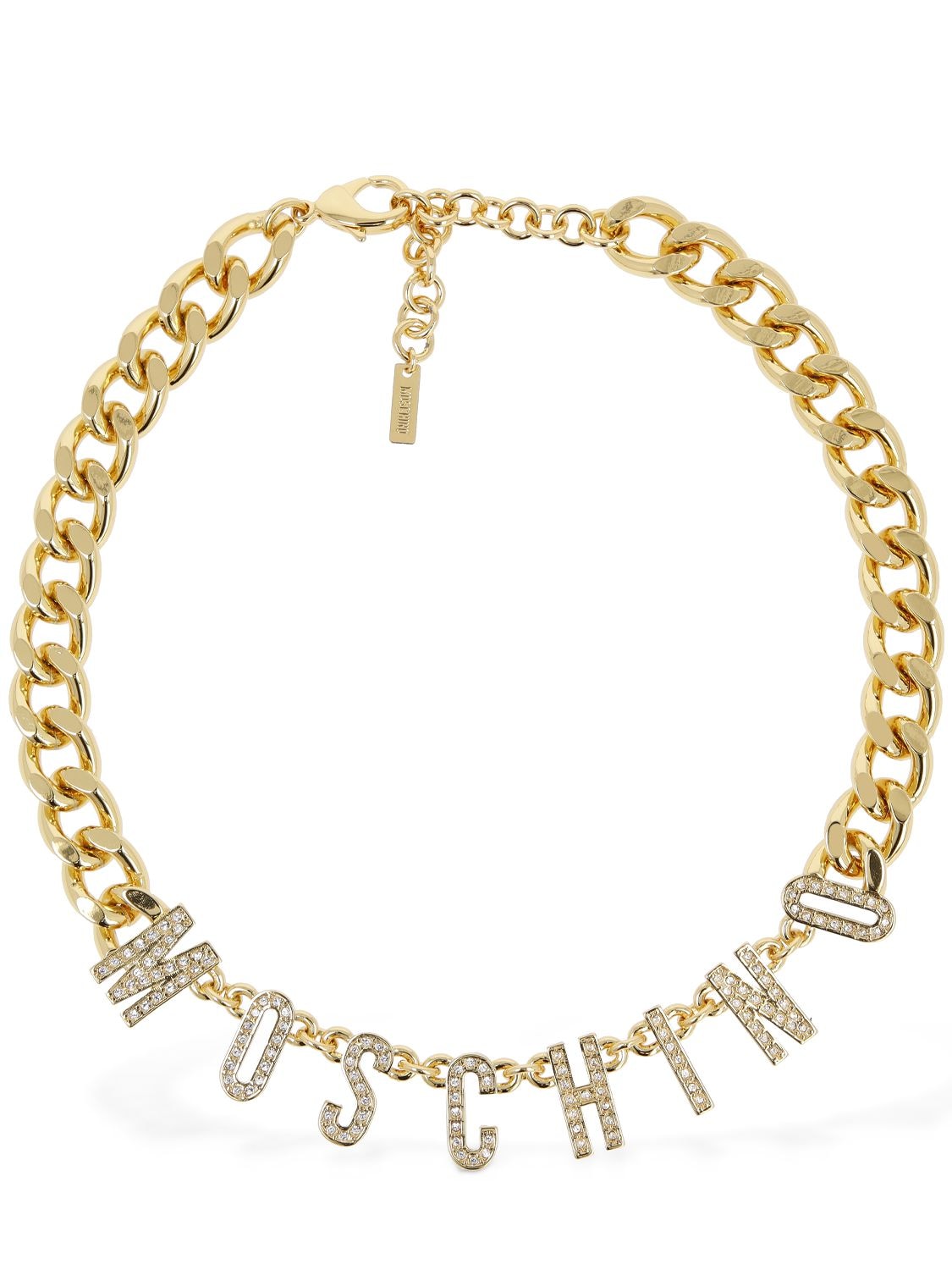Moschino Crystal Collar Necklace In Gold,crystal