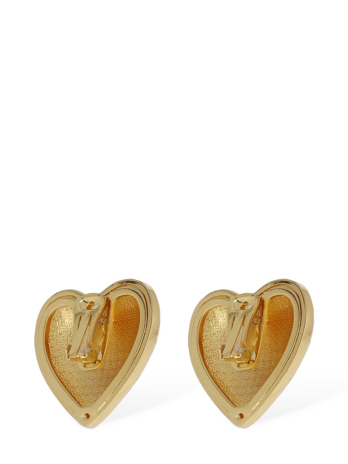 Shop Moschino Heart Lock Stud Earrings In Gold