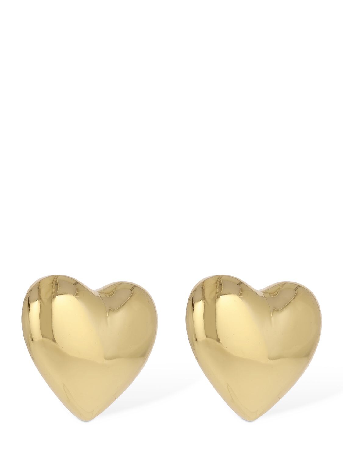 Shop Moschino Heart Lock Stud Earrings In Gold