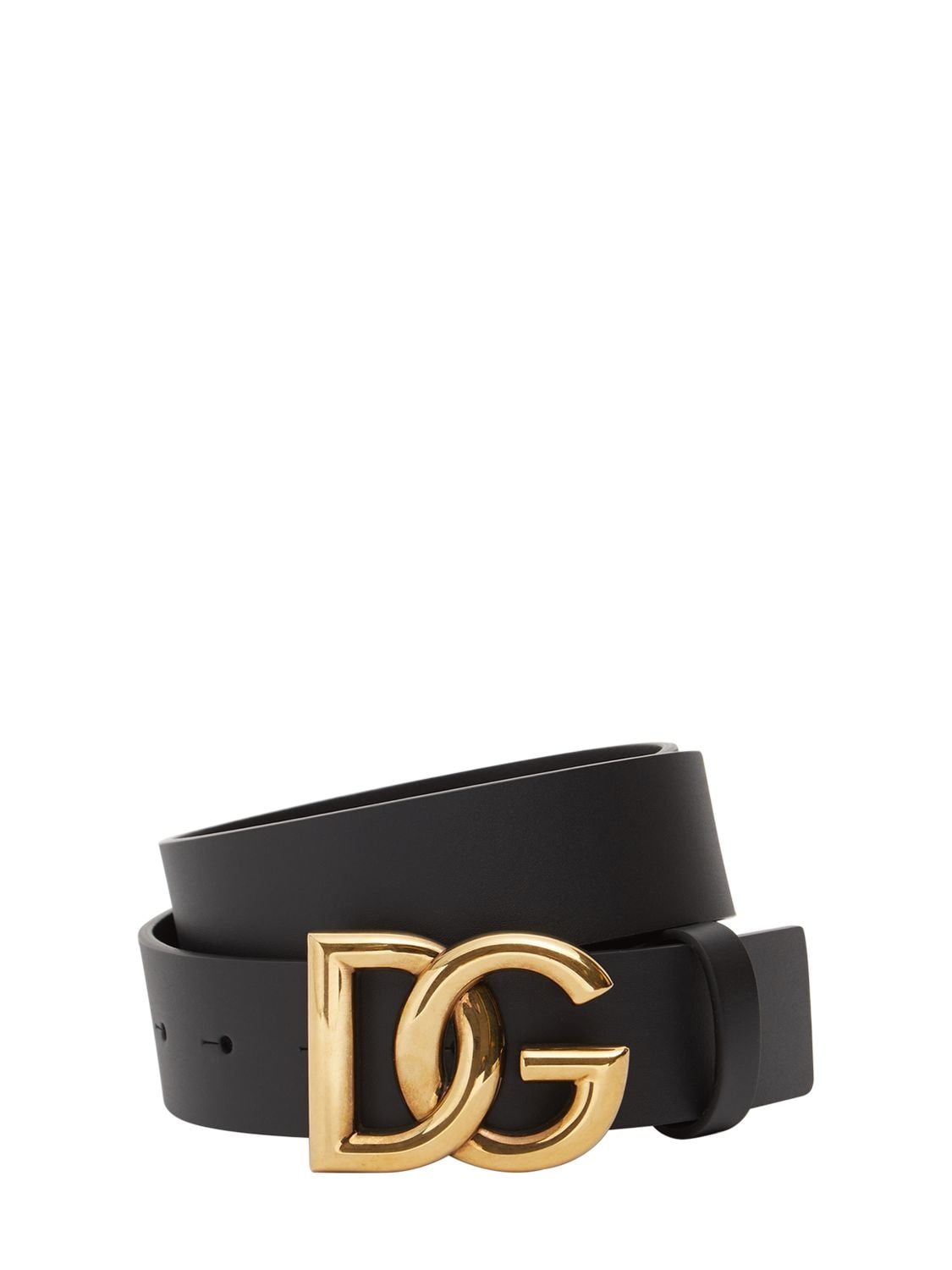 Dolce & Gabbana 3.5cm Logo Leather Belt In Black,gold