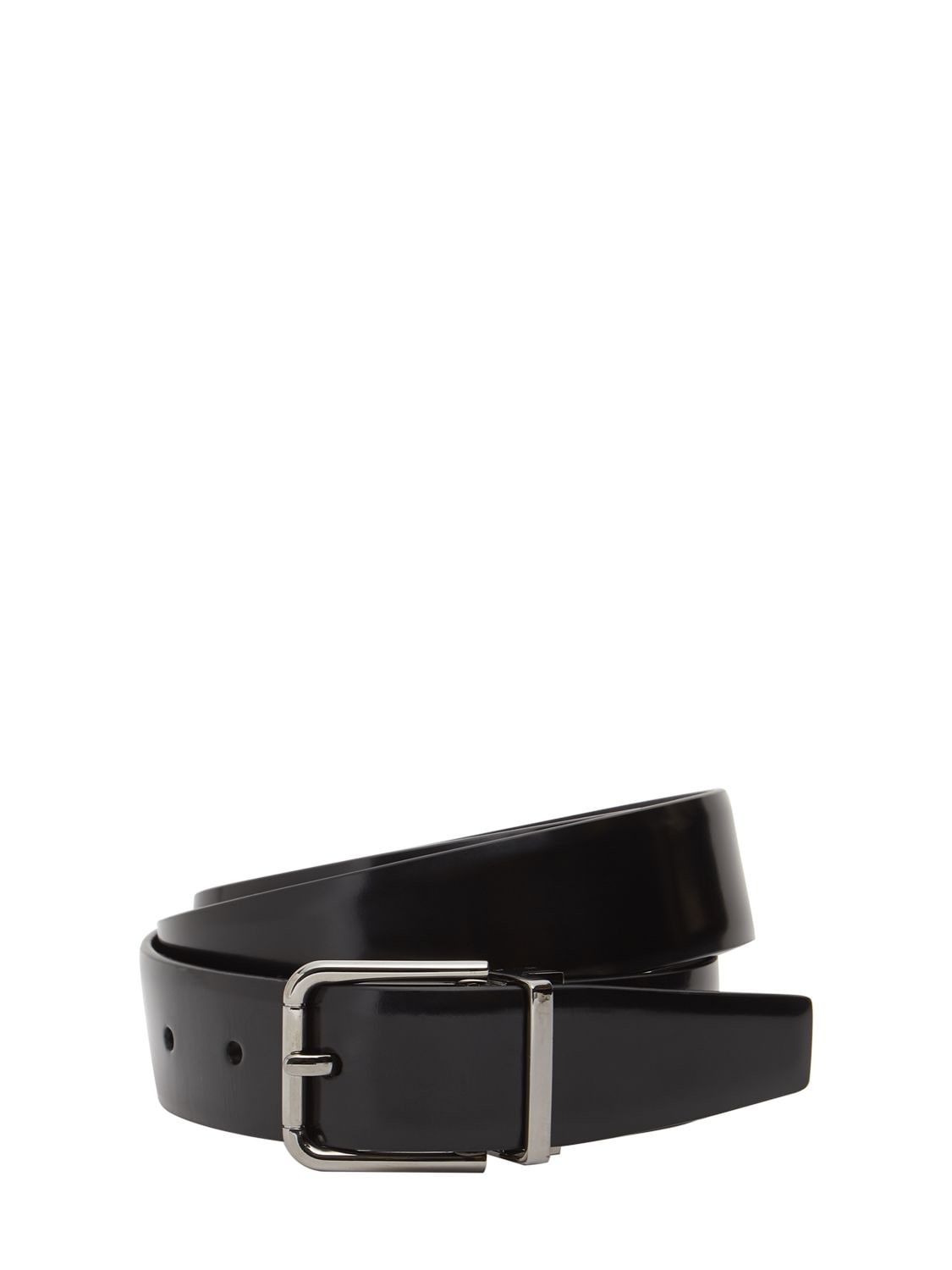 Dolce & Gabbana 3cm Brushed Leather Belt In Black