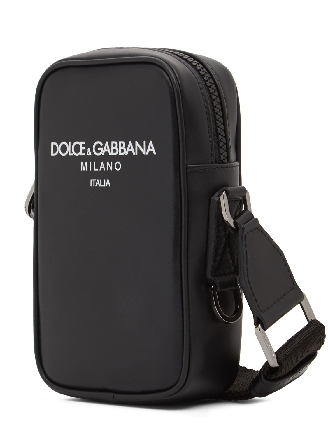 Shop Dolce & Gabbana Soft Leather Logo Crossbody Bag In Black