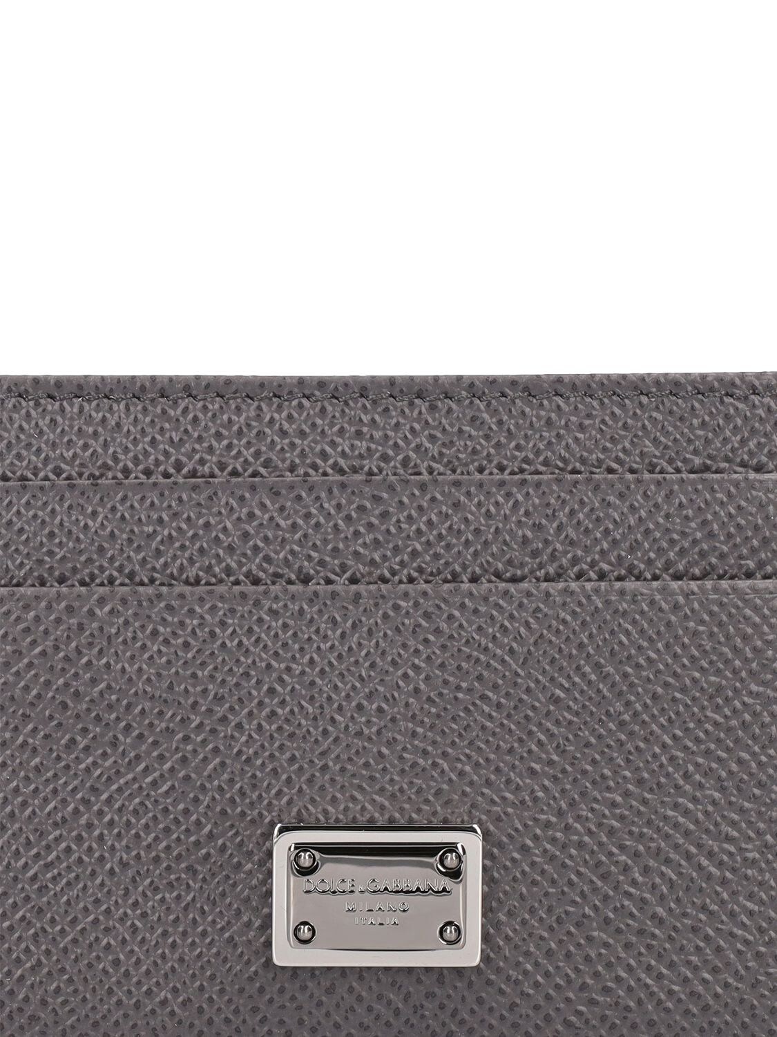Shop Dolce & Gabbana Logo Plaque Leather Card Holder In Canna Fucile