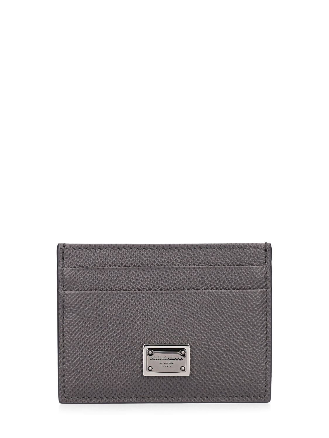 Dolce & Gabbana Logo Plaque Leather Card Holder In Canna Fucile