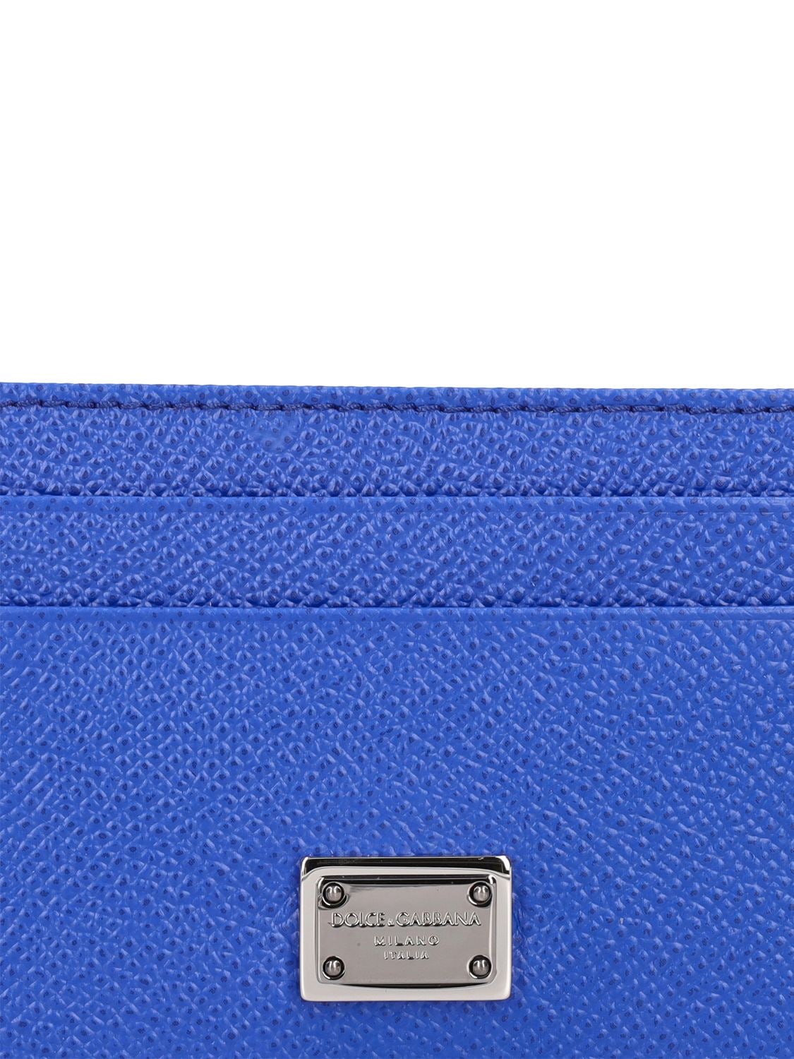Shop Dolce & Gabbana Logo Plaque Leather Card Holder In Bright Blue