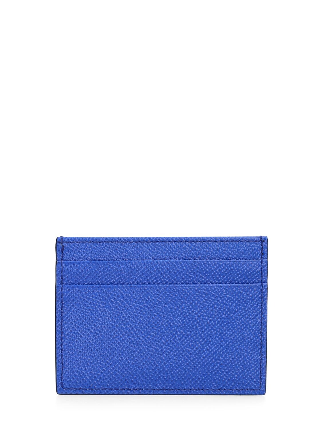 Shop Dolce & Gabbana Logo Plaque Leather Card Holder In Bright Blue