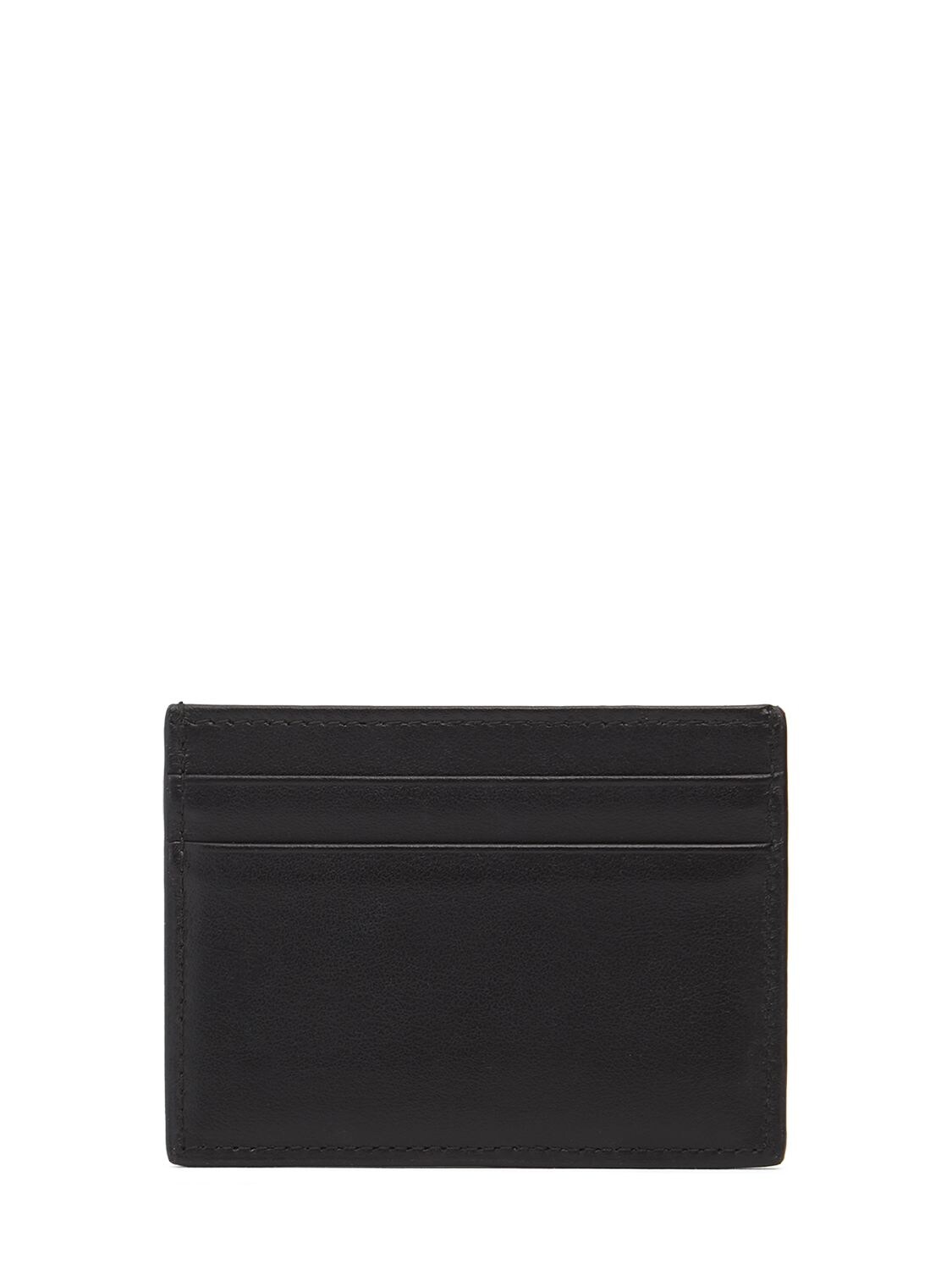 Shop Dolce & Gabbana Printed Logo Leather Card Holder In Black