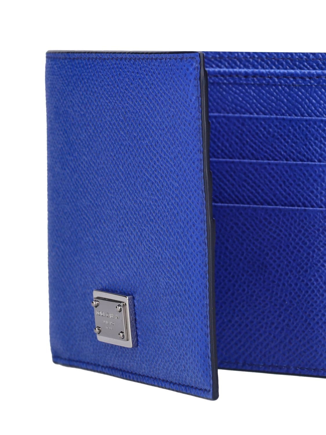 Shop Dolce & Gabbana Logo Plaque Leather Wallet In Bright Blue