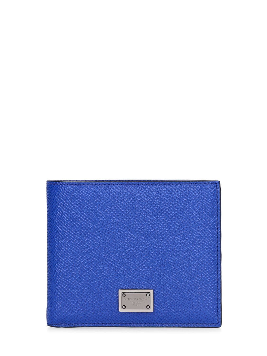 Dolce & Gabbana Logo Plaque Leather Wallet In Bright Blue
