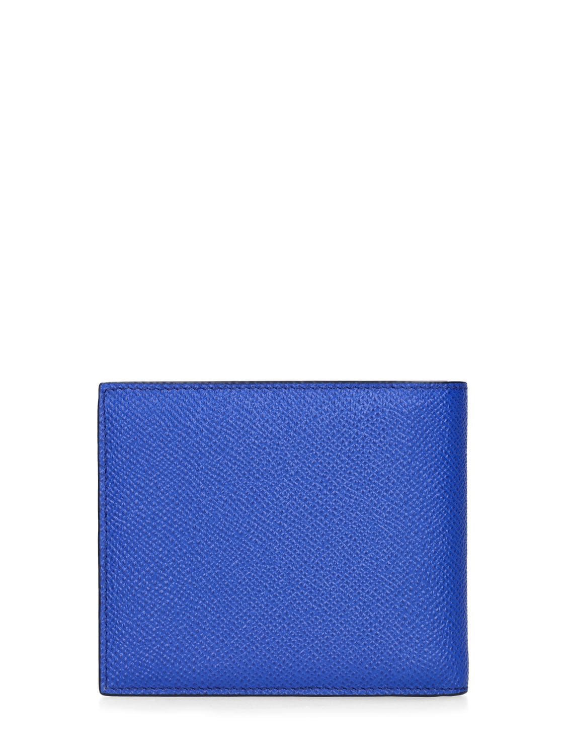 Shop Dolce & Gabbana Logo Plaque Leather Wallet In Bright Blue