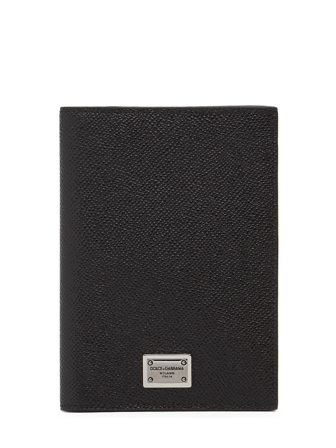 DOLCE & GABBANA LOGO PLAQUE LEATHER PASSPORT HOLDER