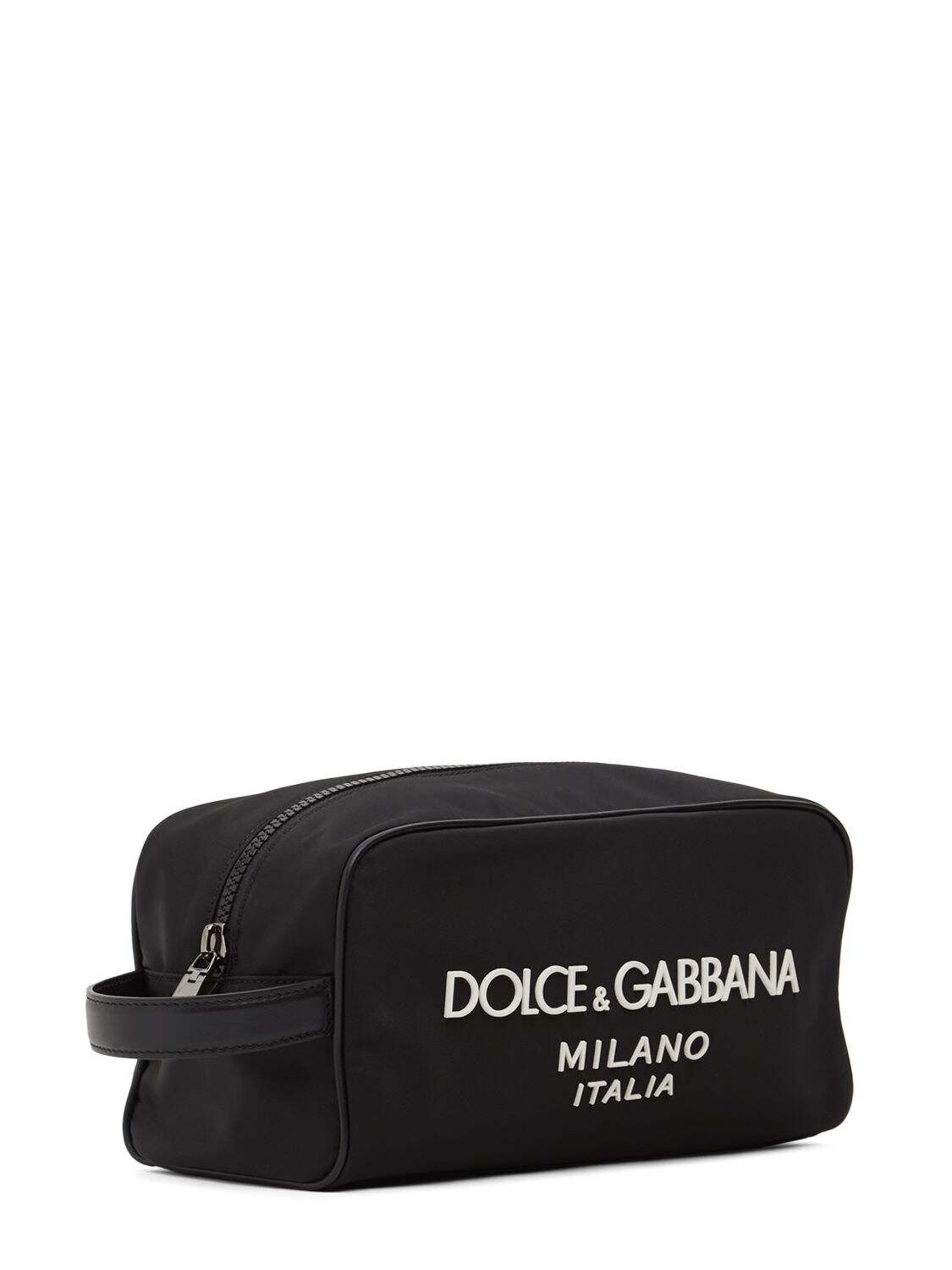 Shop Dolce & Gabbana Rubberized Logo Nylon Toiletry Bag In Black