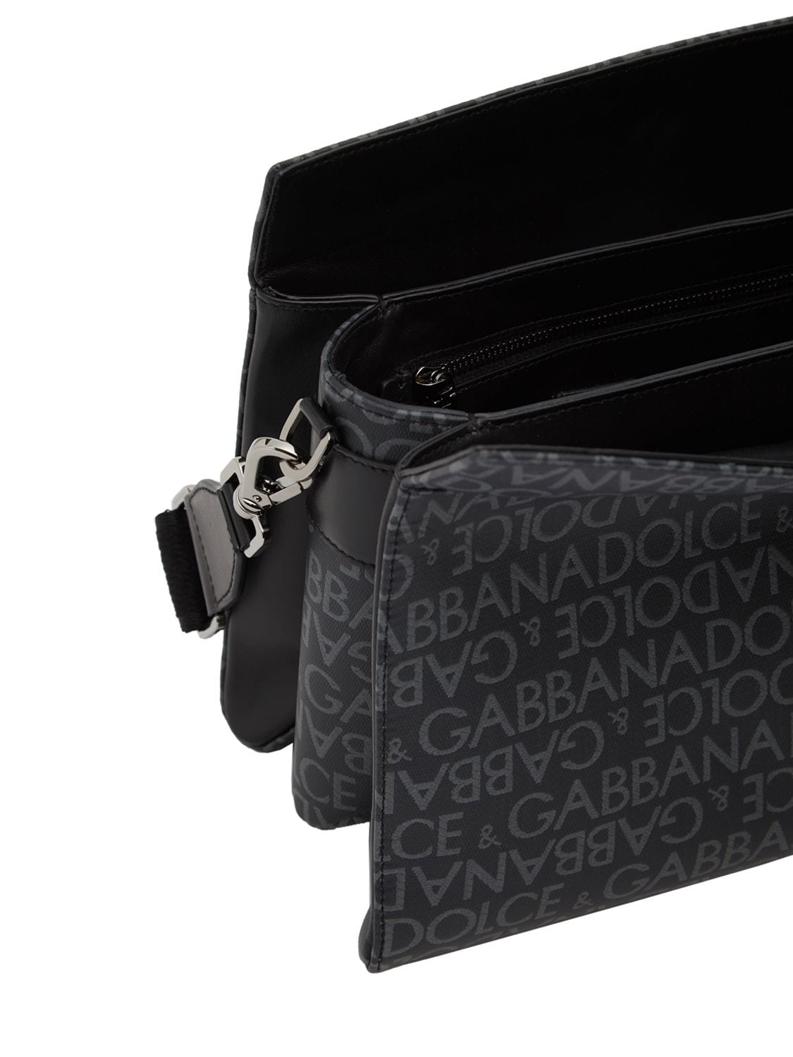 Shop Dolce & Gabbana Logo Jacquard Messenger Bag In Grey,black