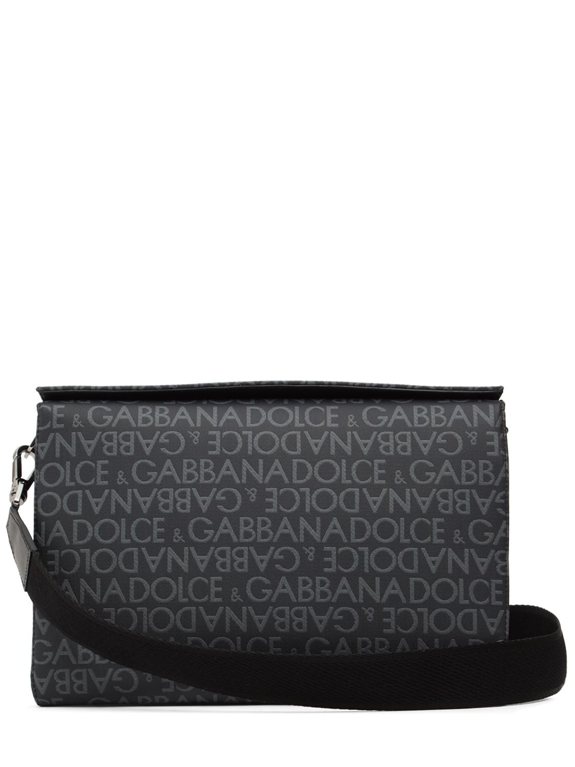 Shop Dolce & Gabbana Logo Jacquard Messenger Bag In Grey,black