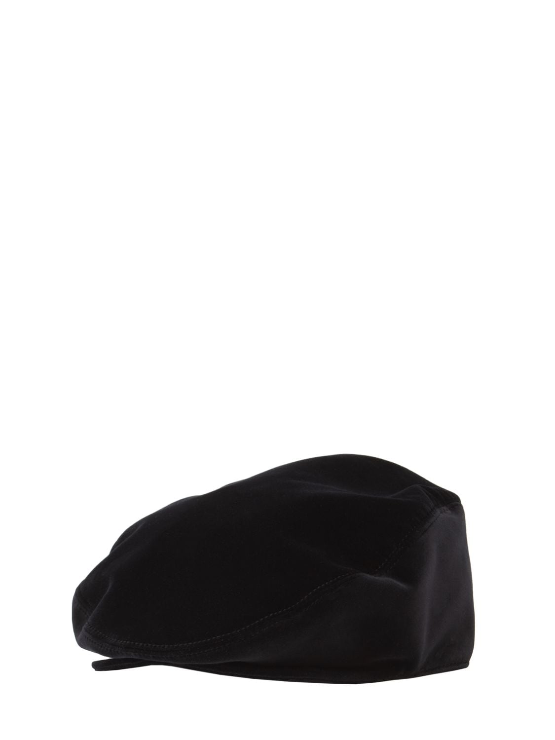 Shop Dolce & Gabbana Velvet Flat Cap With Logo Plaque In Black