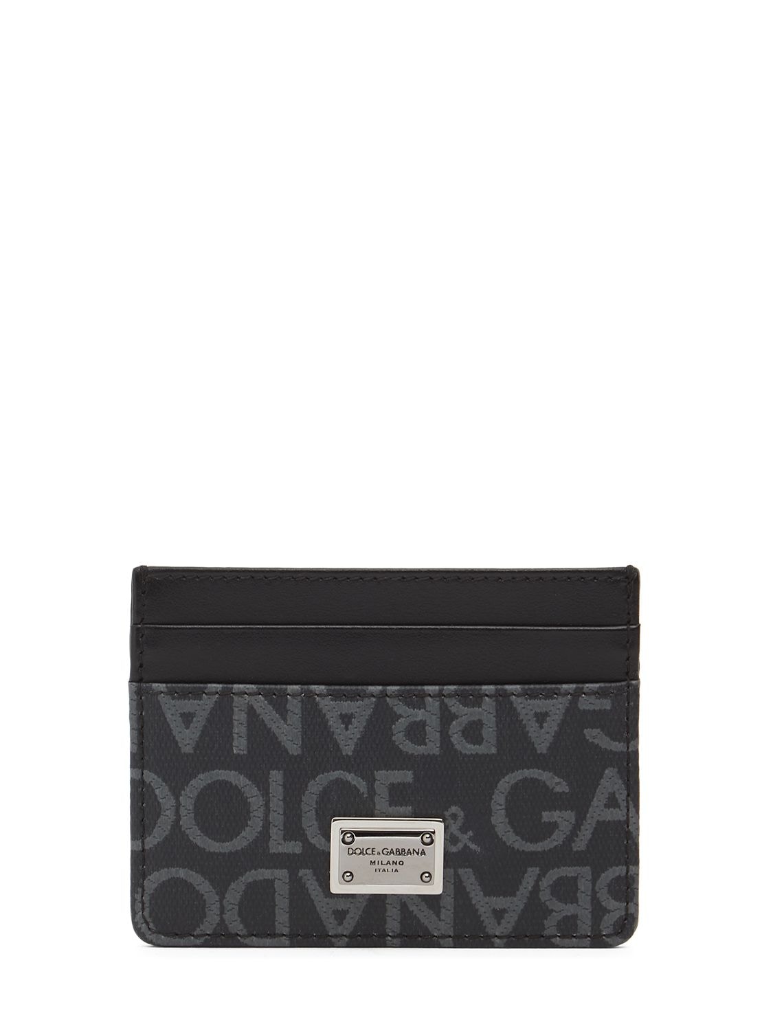 Dolce & Gabbana Logo Jacquard Card Holder In Black,grey