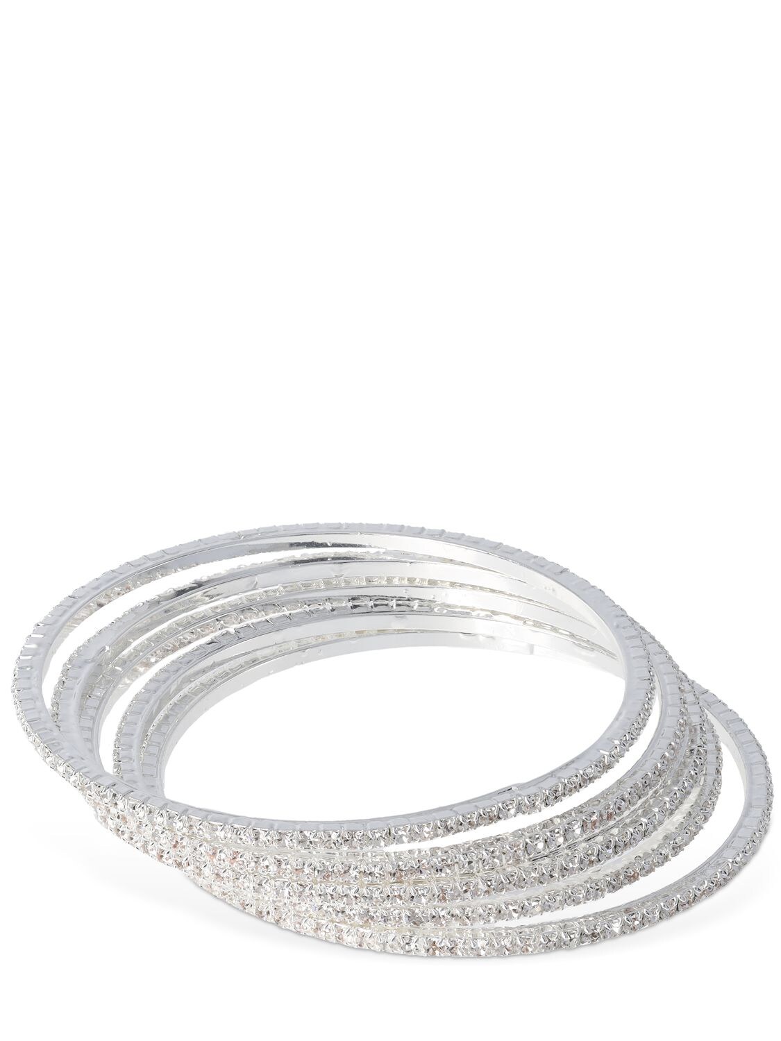 Shop Magda Butrym Set Of 5 Crystal Cuff Bracelets In Silver