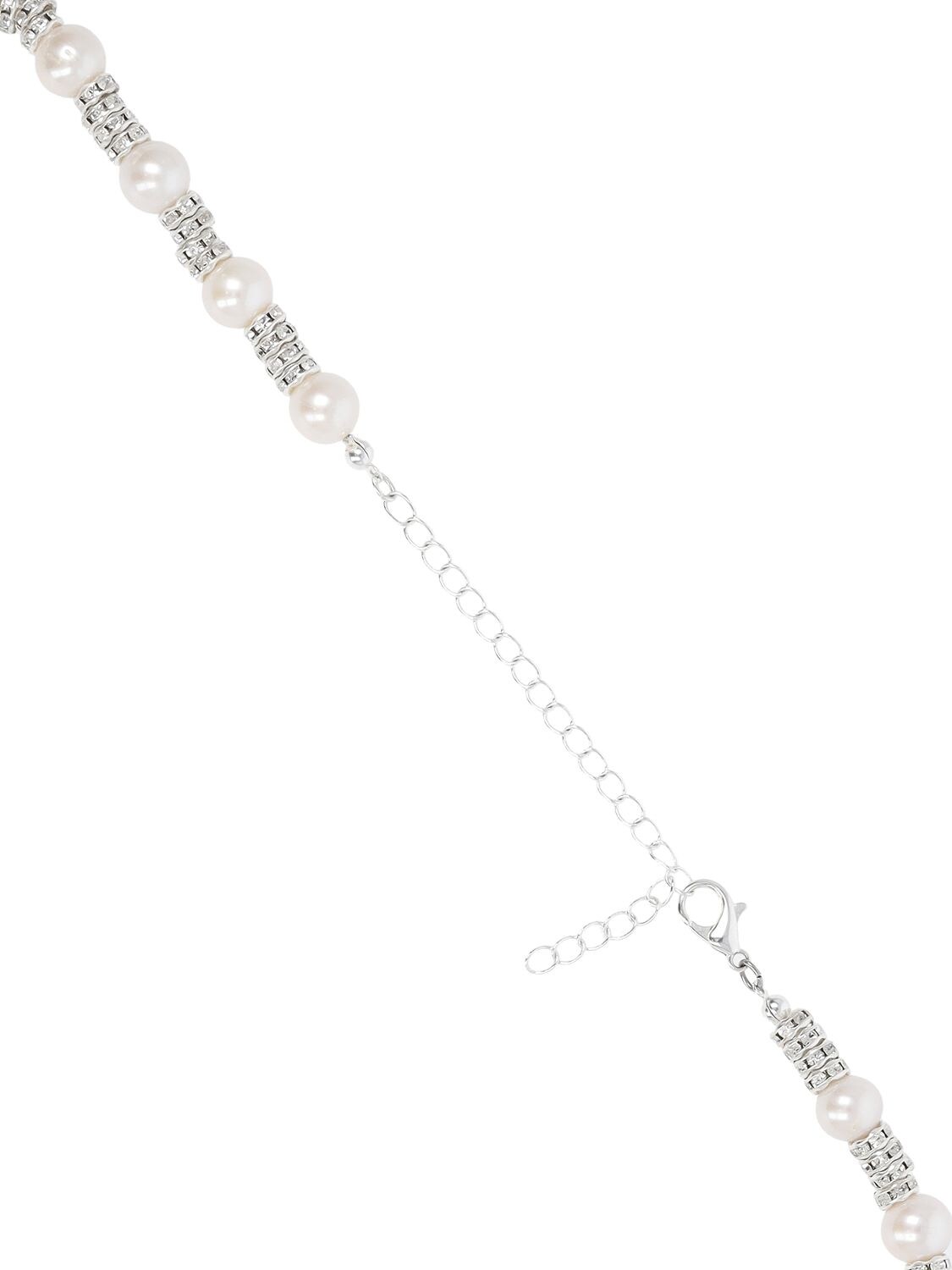 Shop Magda Butrym Double Wrap Faux Pearl Necklace In Pearl,crystal