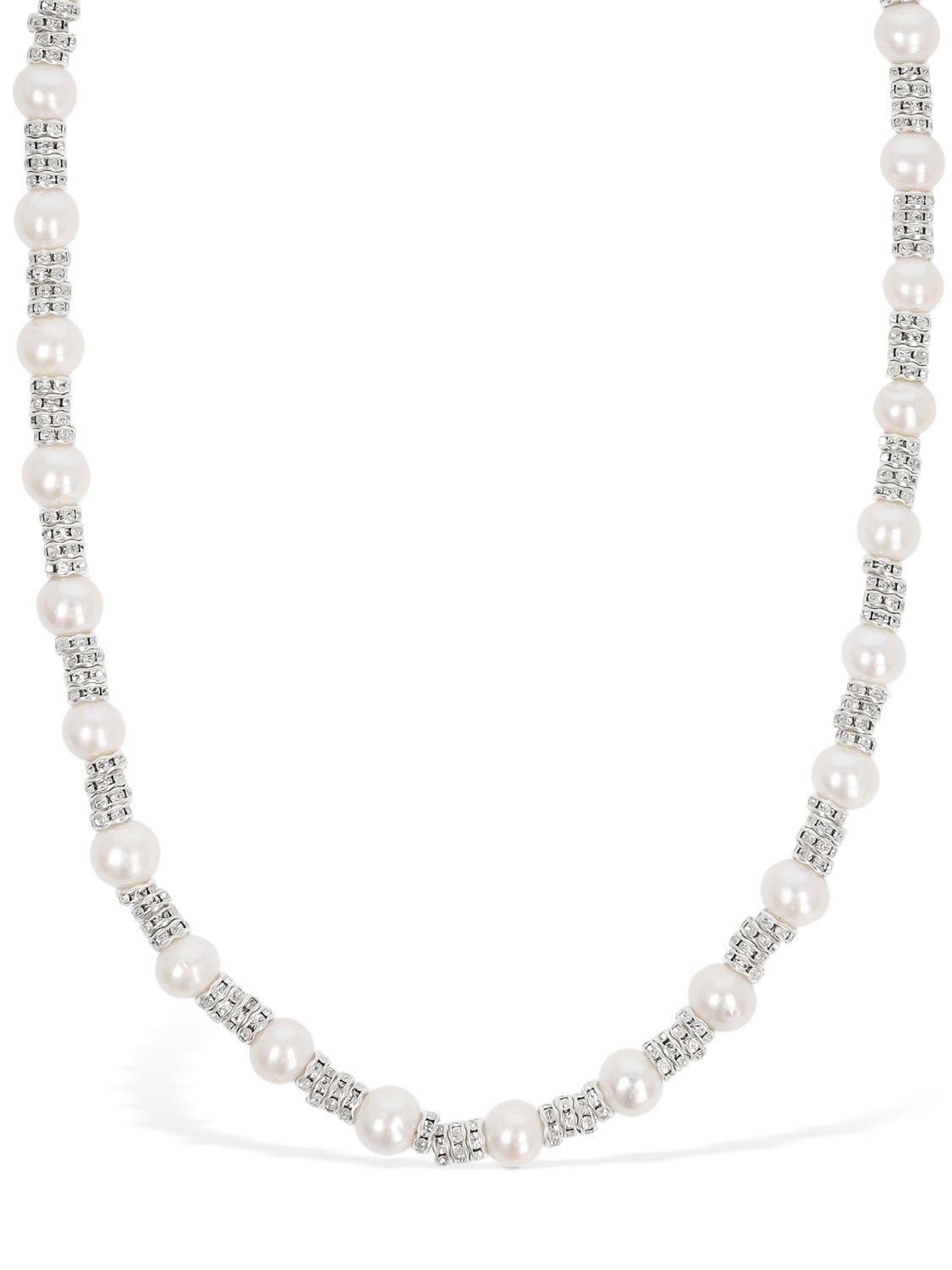 Magda Butrym Double Wrap Faux Pearl Necklace In Pearl,crystal