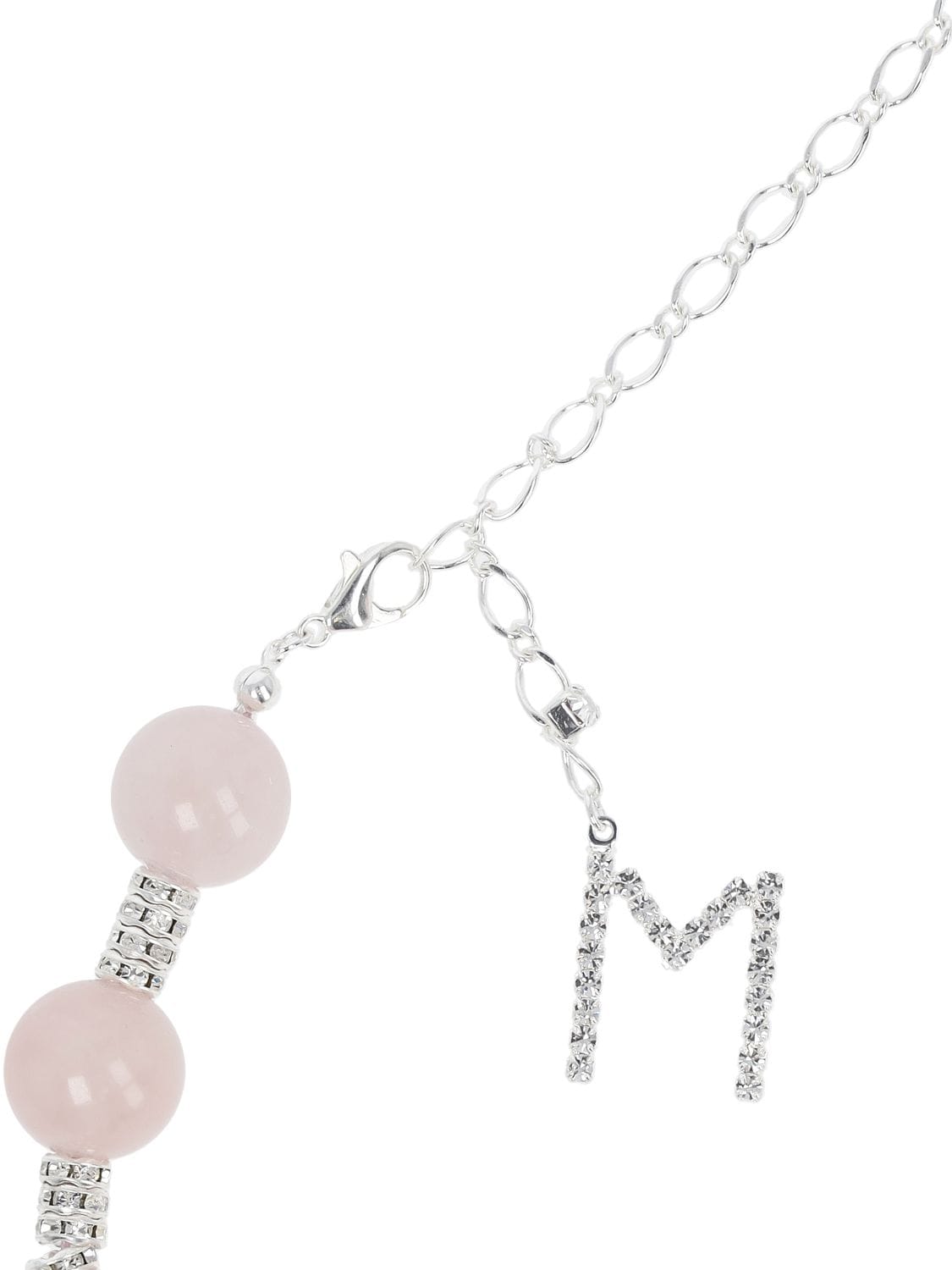 Shop Magda Butrym Rose Quartz Collar Necklace In Cream,crystal
