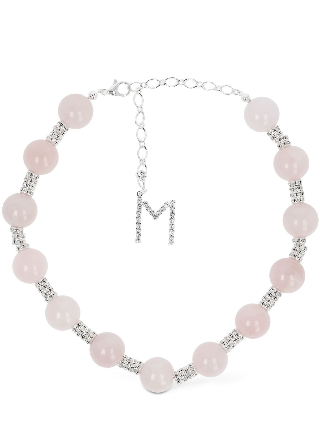 Magda Butrym Rose Quartz Collar Necklace In Cream,crystal