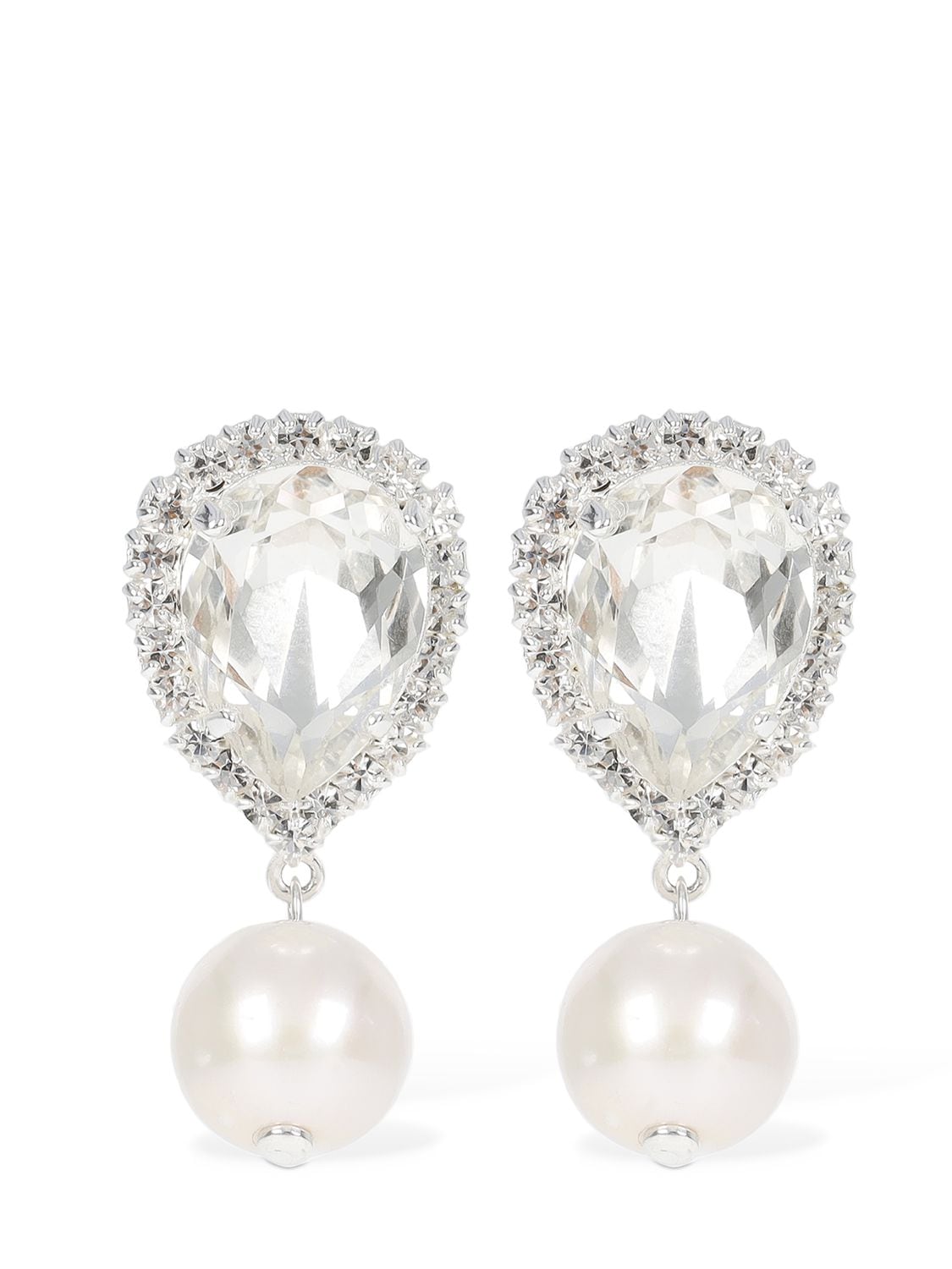 Magda Butrym Crystal & Pearl Drop Earrings In Crystal,cream