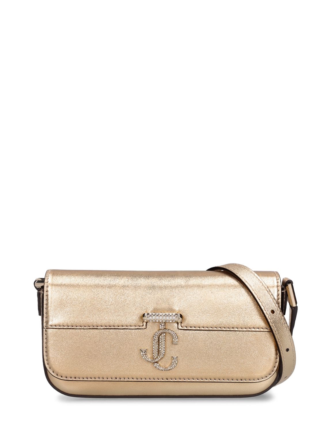 Jimmy Choo Mini Varenne Leather Shoulder Bag In Gold,light Gold