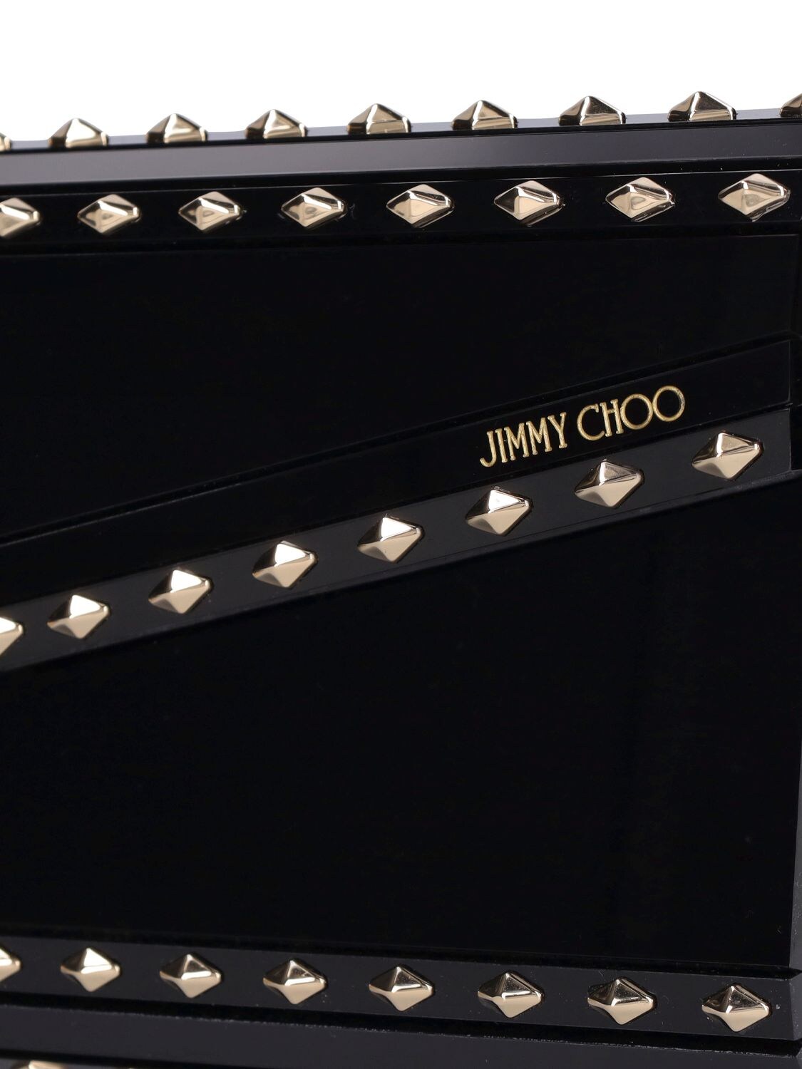 Shop Jimmy Choo Candy Studded Clutch In Black,light Gol