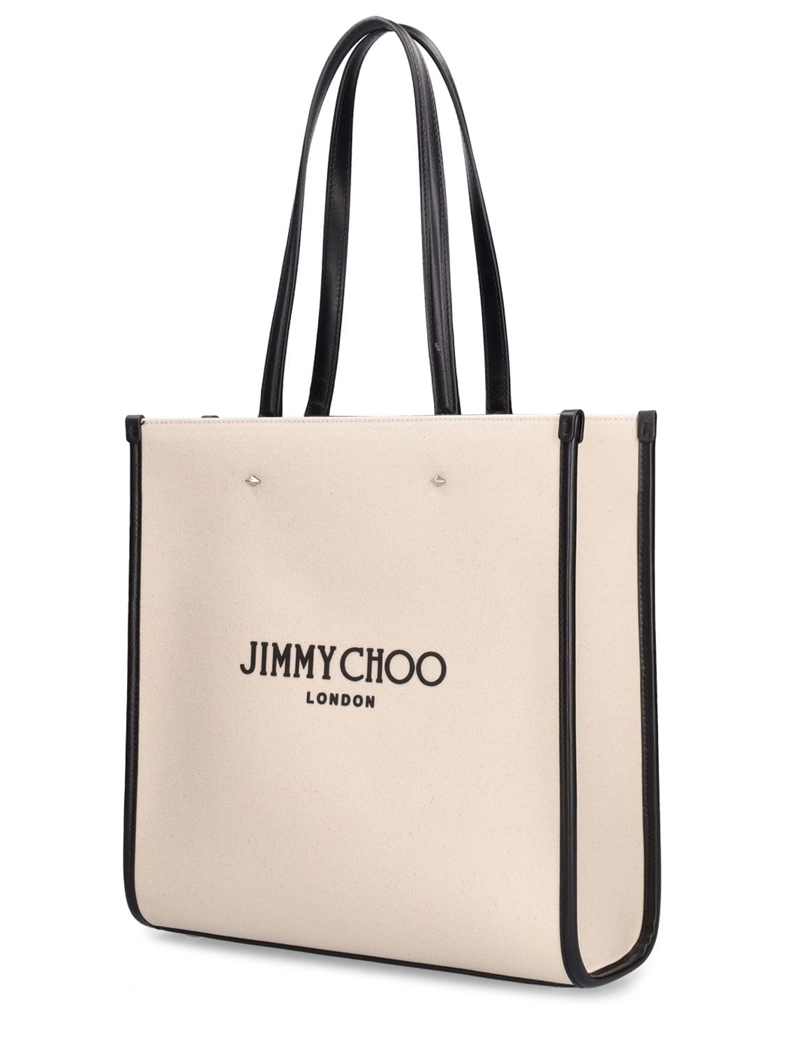 Shop Jimmy Choo Medium Logo Tote Bag In Natural,black,s