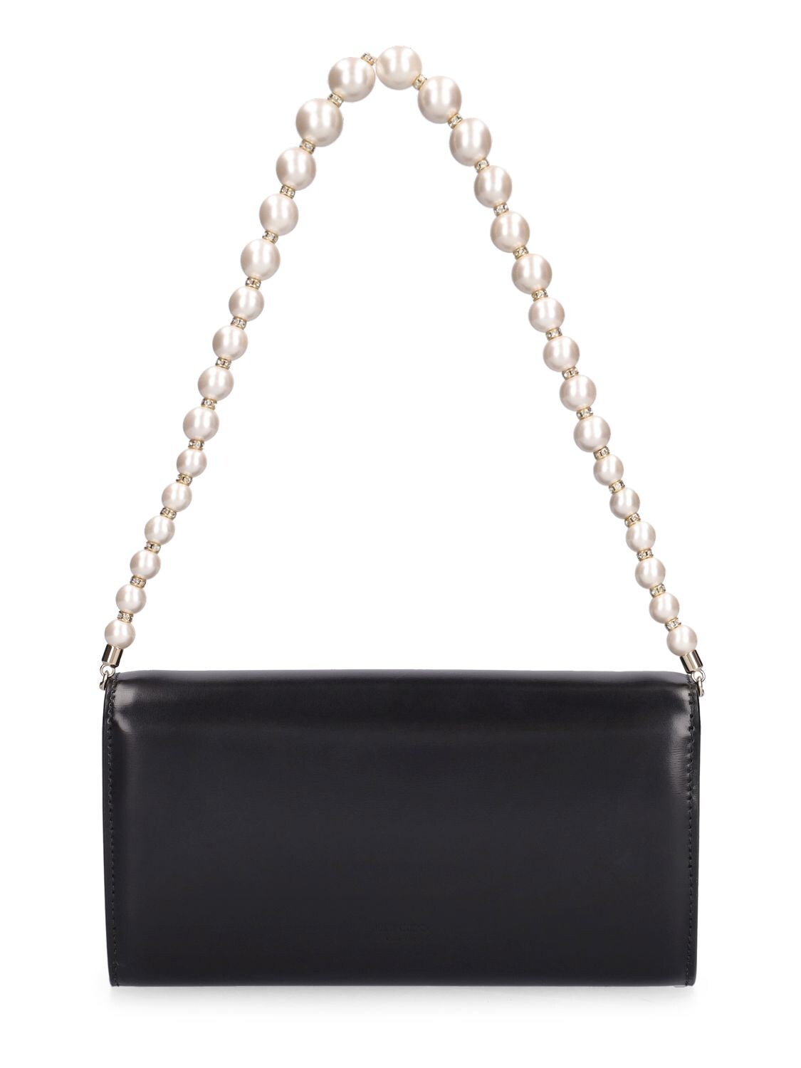 Shop Jimmy Choo Avenue Leather Wallet W/chain In Black,light Gol