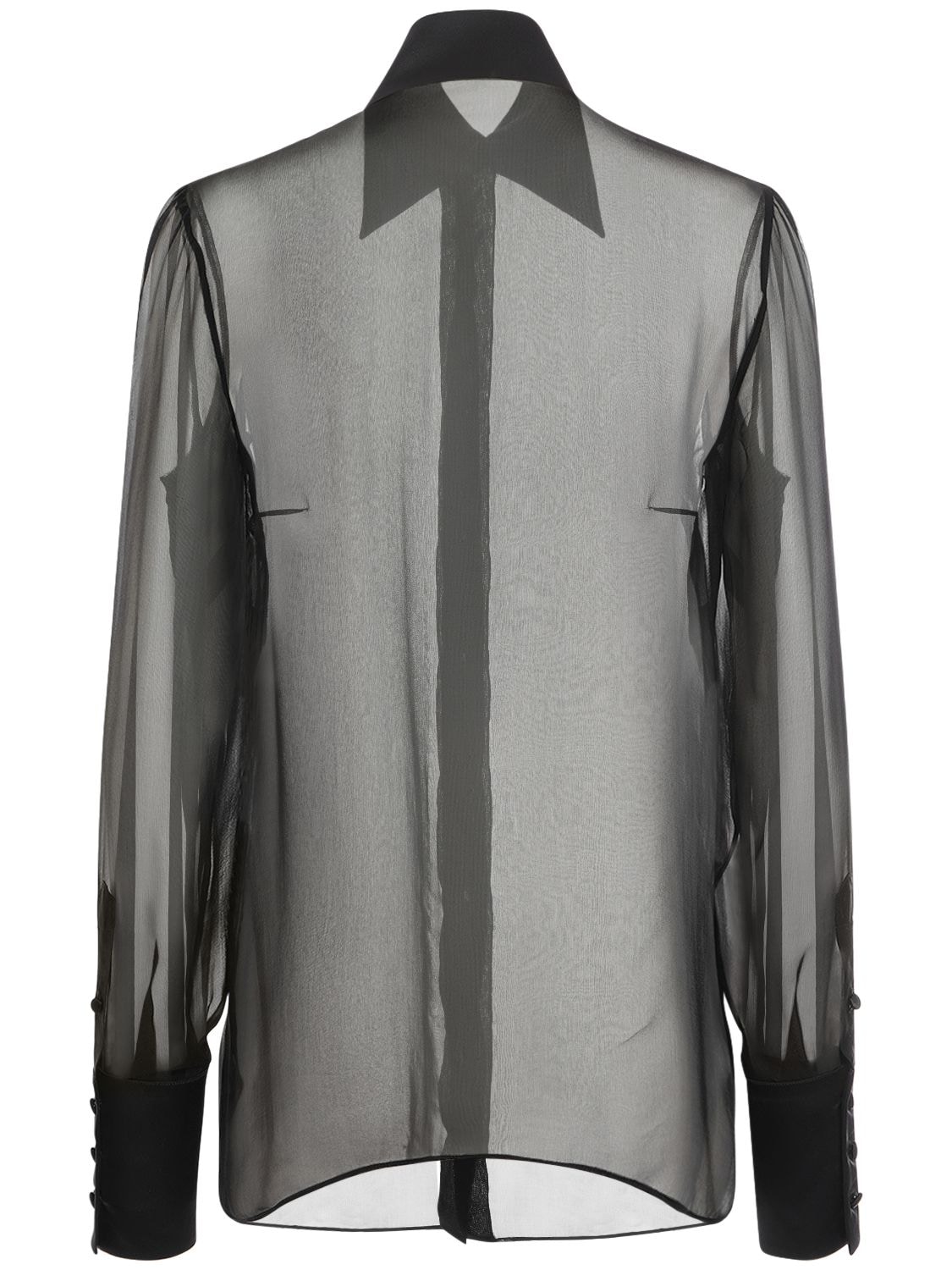 Shop Dolce & Gabbana Sheer Silk Chiffon Shirt In Black