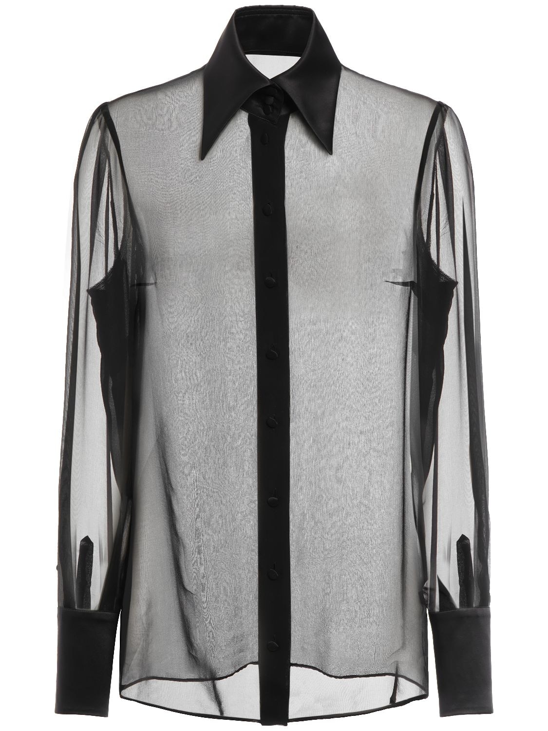 Shop Dolce & Gabbana Sheer Silk Chiffon Shirt In Black