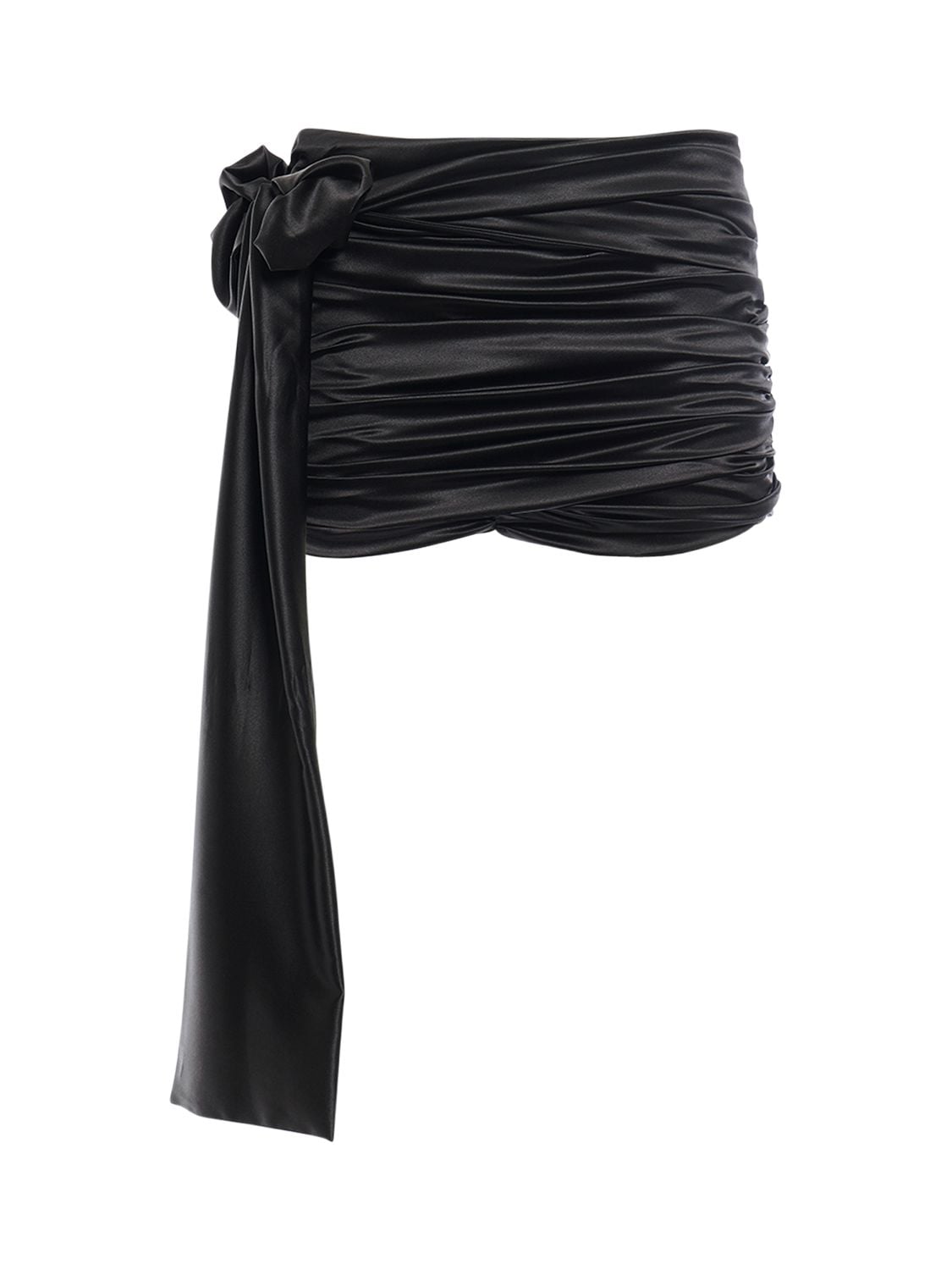 Dolce & Gabbana Stretch Silk Satin Ruched Mini Skirt In Black