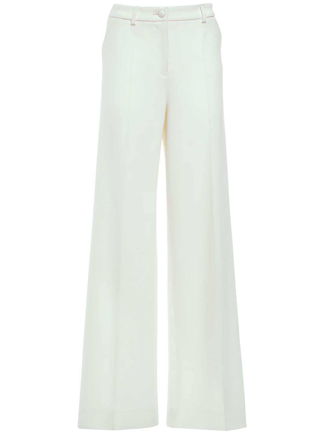Dolce & Gabbana Viscose Crepe Wide Leg Flared Pants In White