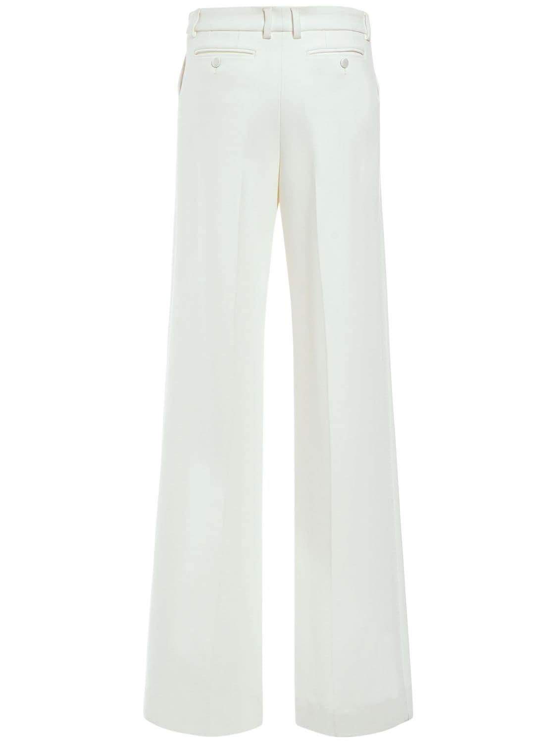 Shop Dolce & Gabbana Viscose Crepe Wide Leg Flared Pants In White