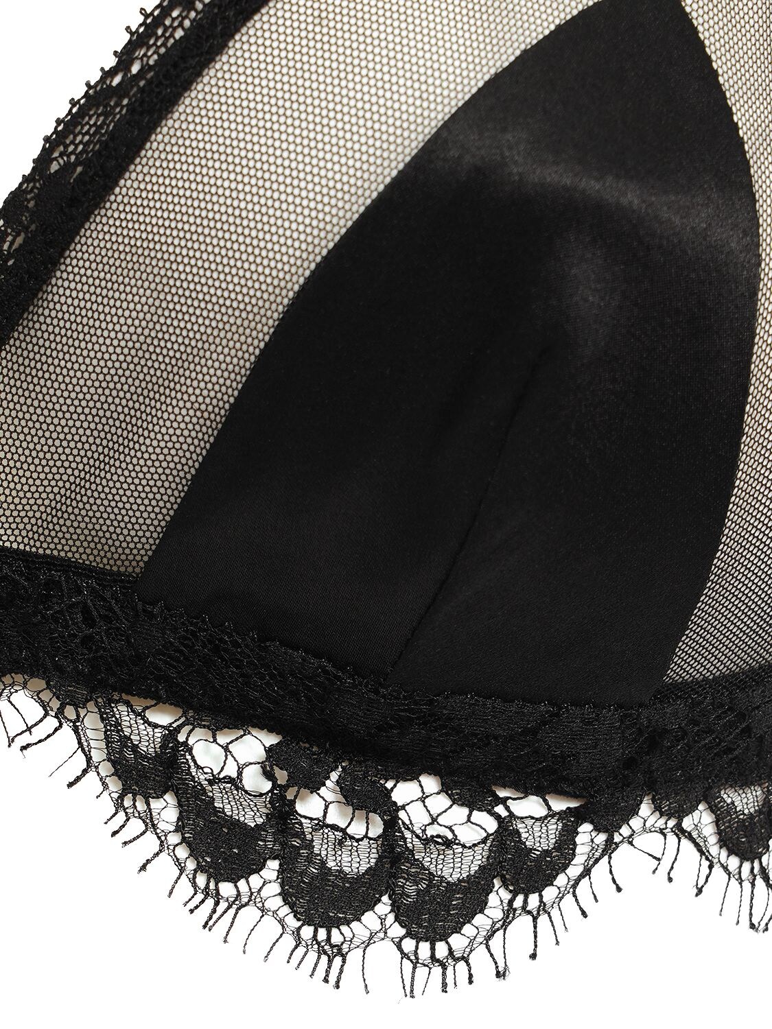 Shop Dolce & Gabbana Tulle & Silk Satin Triangle Bra In Black
