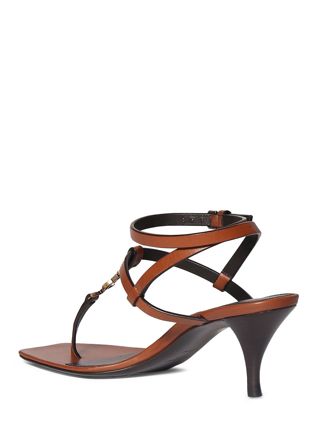 Shop Saint Laurent 60mm Cassandra Leather Sandals In New Papaya