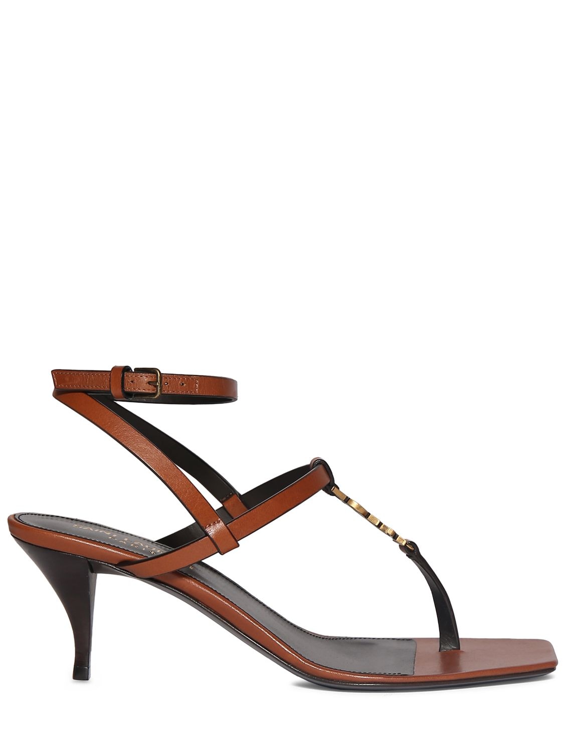 Shop Saint Laurent 60mm Cassandra Leather Sandals In New Papaya