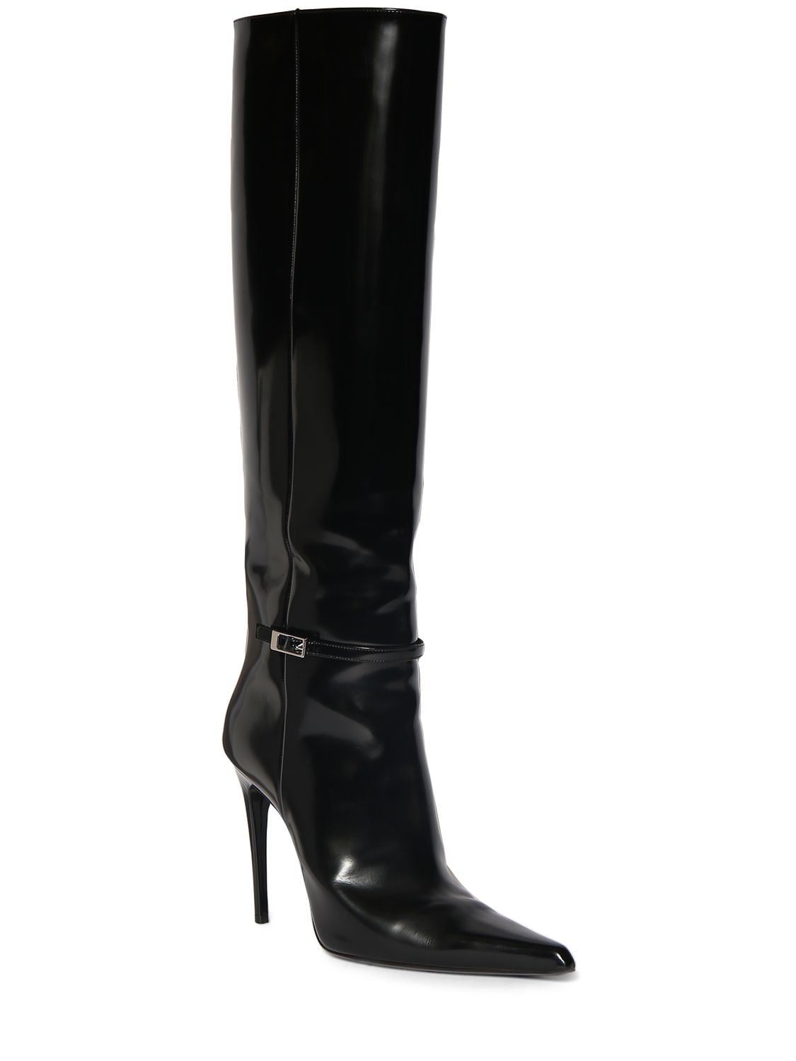 Shop Saint Laurent 110mm Vendome Leather Buckle Boots In Black