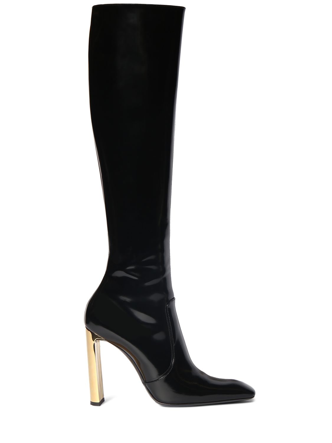 Shop Saint Laurent 105mm Auteuil Leather Boots In Black