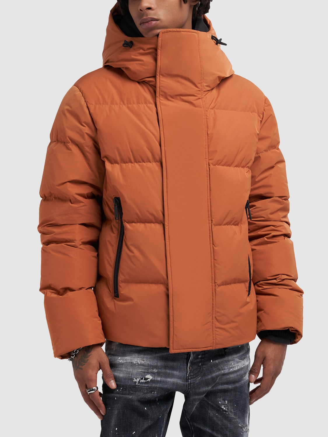 Shop Dsquared2 Hooded Down Jacket In Rust