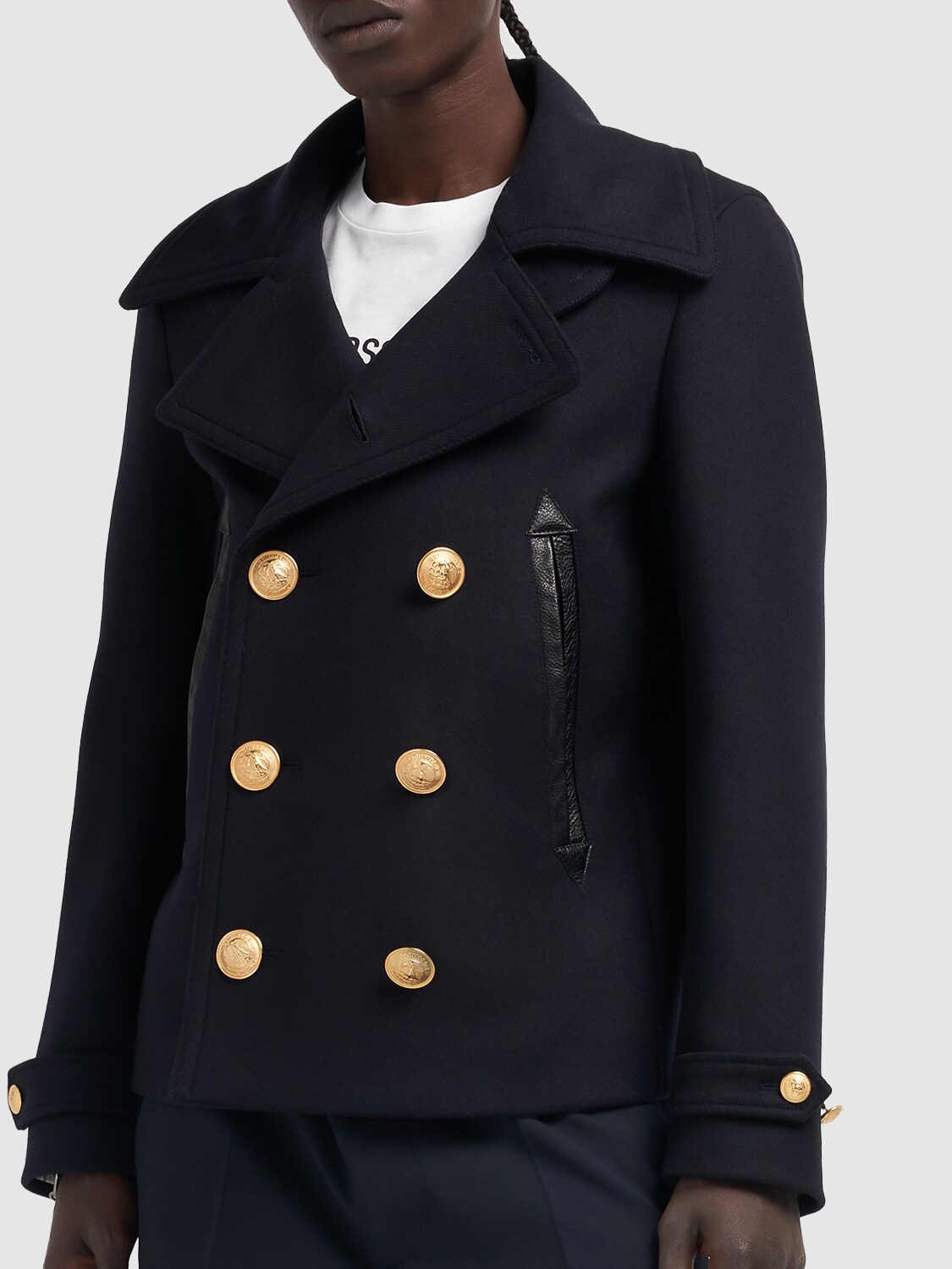 Shop Dsquared2 Sailor Wool Blend Peacoat In Navy