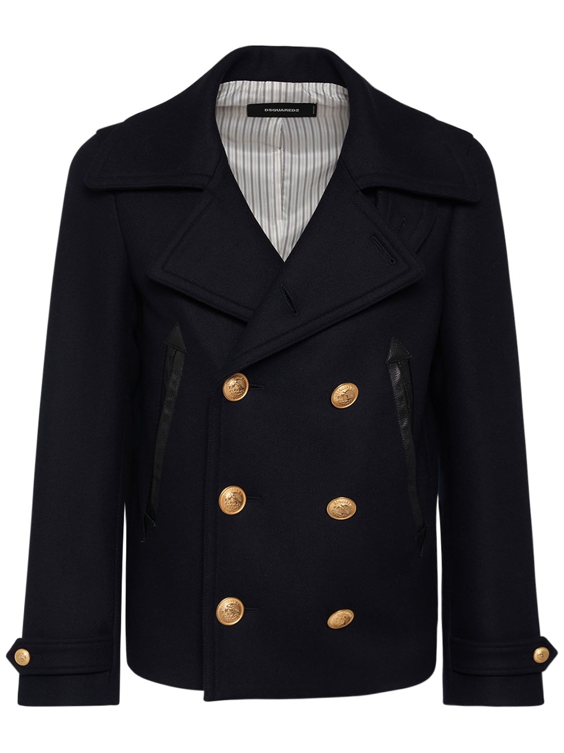 Dsquared2 Sailor Wool Blend Peacoat In Navy