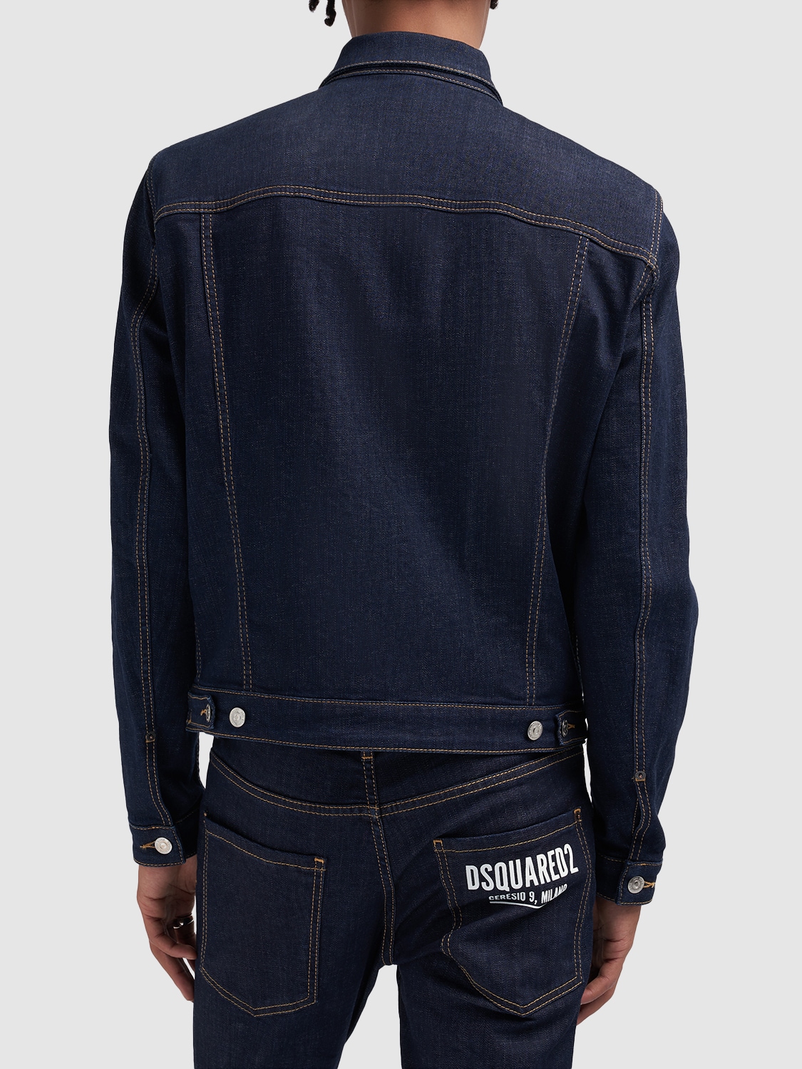 Shop Dsquared2 Dan Stretch Cotton Denim Jacket In Navy