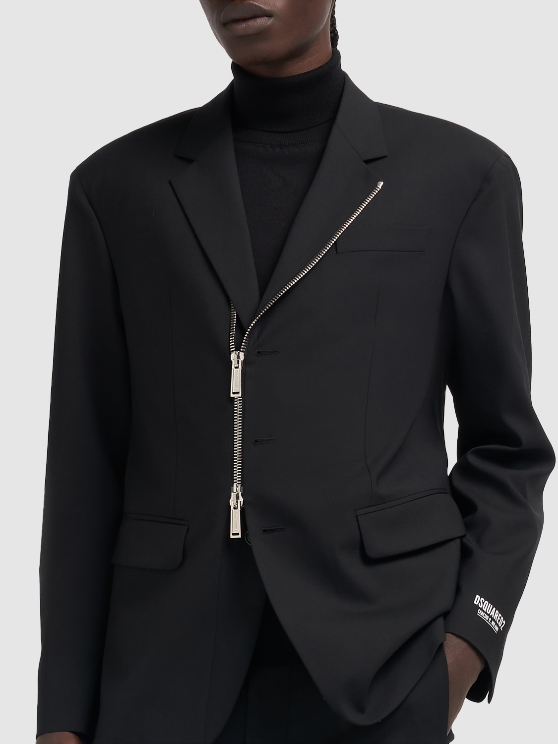 Shop Dsquared2 Ceresio 9 Stretch Wool Zip Blazer In Black
